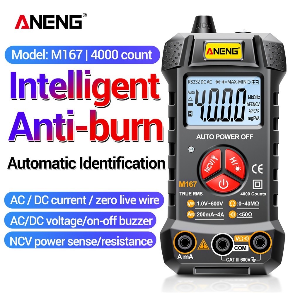 PR- ANENG Digital Multimeter True RMS Voltage Tester - M167 /tespen/tespen listrik/tester listrik/al