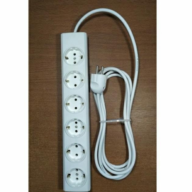 Stop Kontak Broco 6 Lubang Rakit + Kabel 3 Meter + Steker Broco