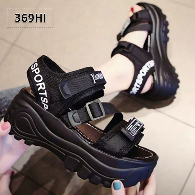Q8Q SANDAL GUNUNG WANITA TRIPLE STRAP - 369 SOL TEBAL 4 CM FASHION KOREA EQH