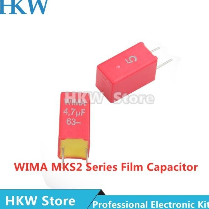 5Pcs Original Wima 4.7Uf 63V Red Mks2 5Mm Film Capacitor Hi-Fi Audio Capacitors 63V 4.7Uf 475  4.7Uf