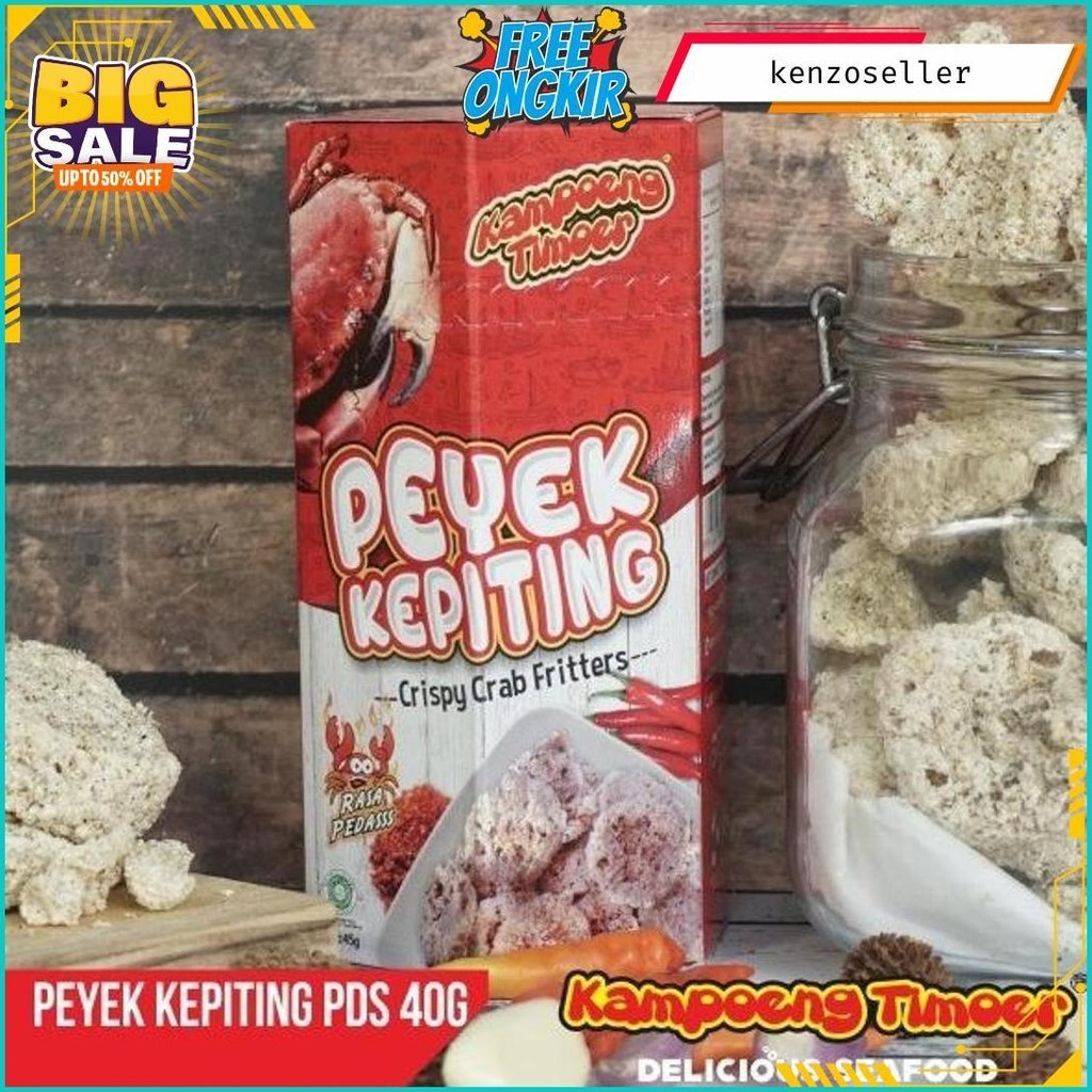 

Kampoeng Timoer - Cod Peyek Kepiting Pedas 40Gr ( 2 Pcs ) Gratis Ongkir