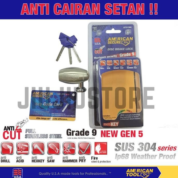 Gembok Motor Anti Maling - Gembok Cakram Motor American Secure