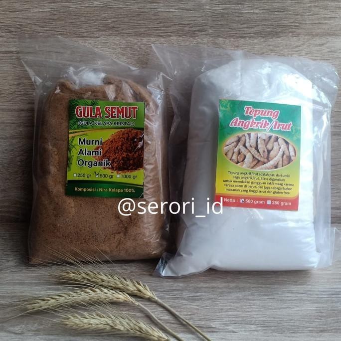 

Tepung Irut/Garut/Arrowrut/Angkrik & Gula organik nira kelapa BESAR