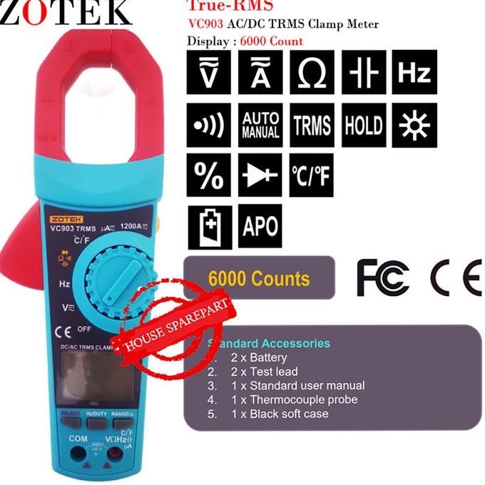 Zotek Vc903 Auto Range Clamp Meter Tang Ampere Digital Tang Ampere