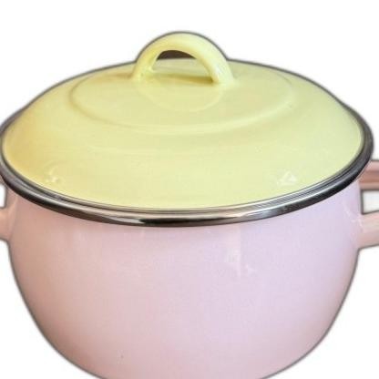 Panci Pumpkin Enamel Dengan Tutup Diameter 16 Cm Chefina