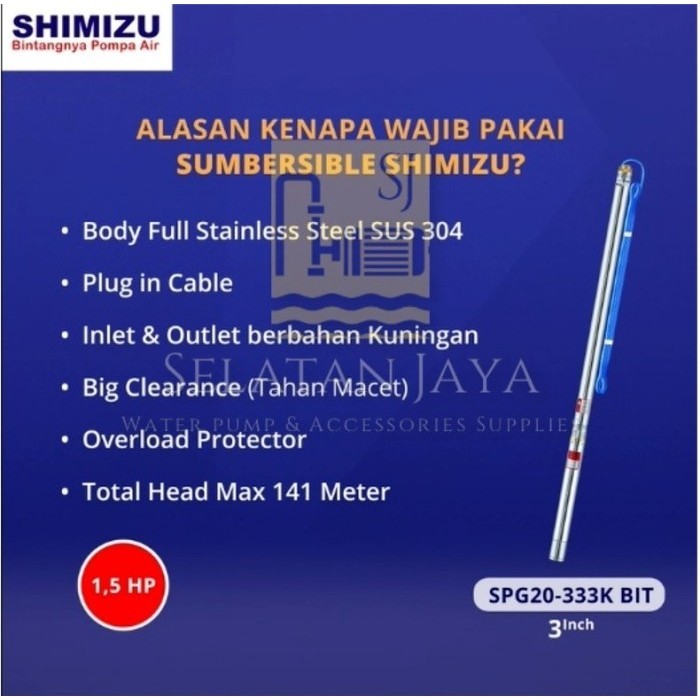 Terhemat Pompa Celup / Submersible Pump Shimizu Spg20 - 333 K Bit (1.5 Hp) Termurah