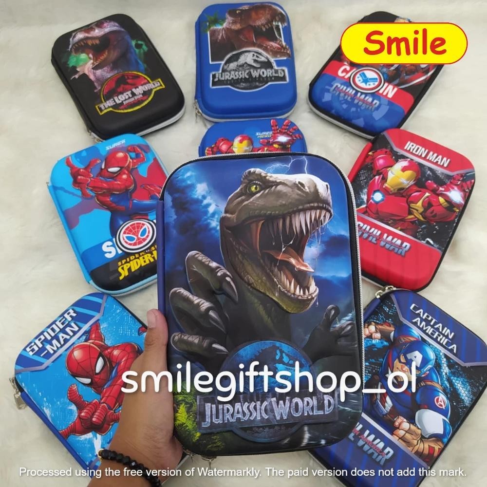 

Special Sale! Tempat Kotak Pensil Anak Sekolah Pencil Case Hardcase Timbul Kotak Super Hero Ironman Spiderman Captain America Dinosaurus Unofficial Import Viral