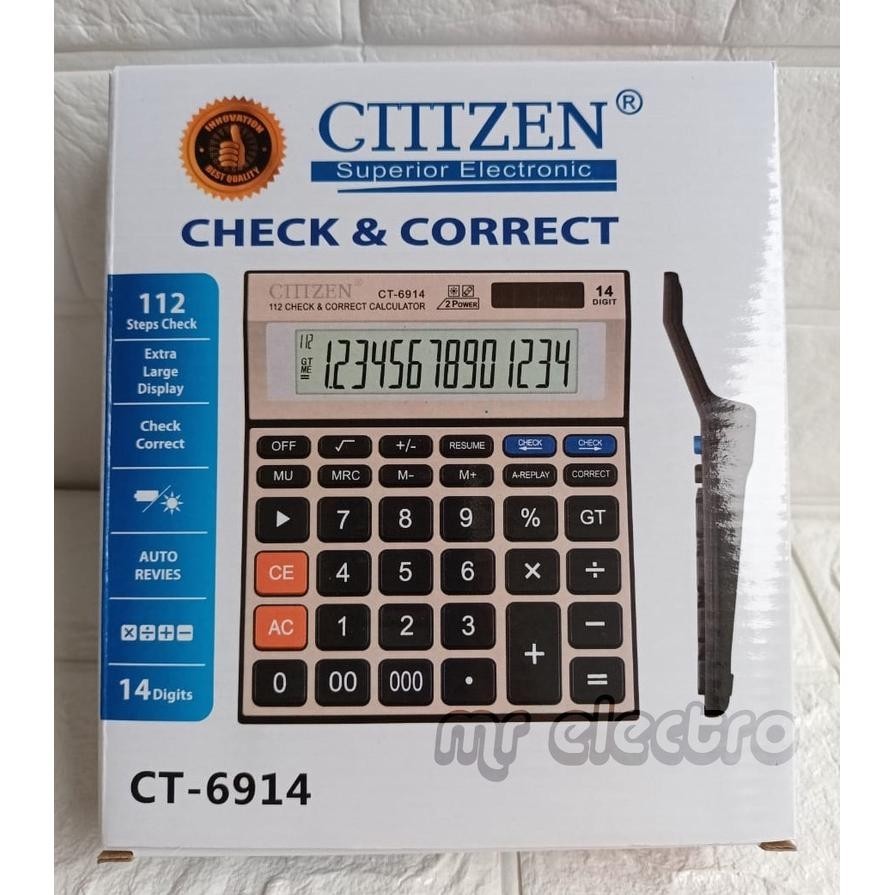 

Un04 Kalkulator Ct 6914 - 14 Digit - Check And Correct - Layar Besar - Kalkulator Meja Dagang - Kalkulator Pasar - Kalkulator Kantor Cuci Gudang