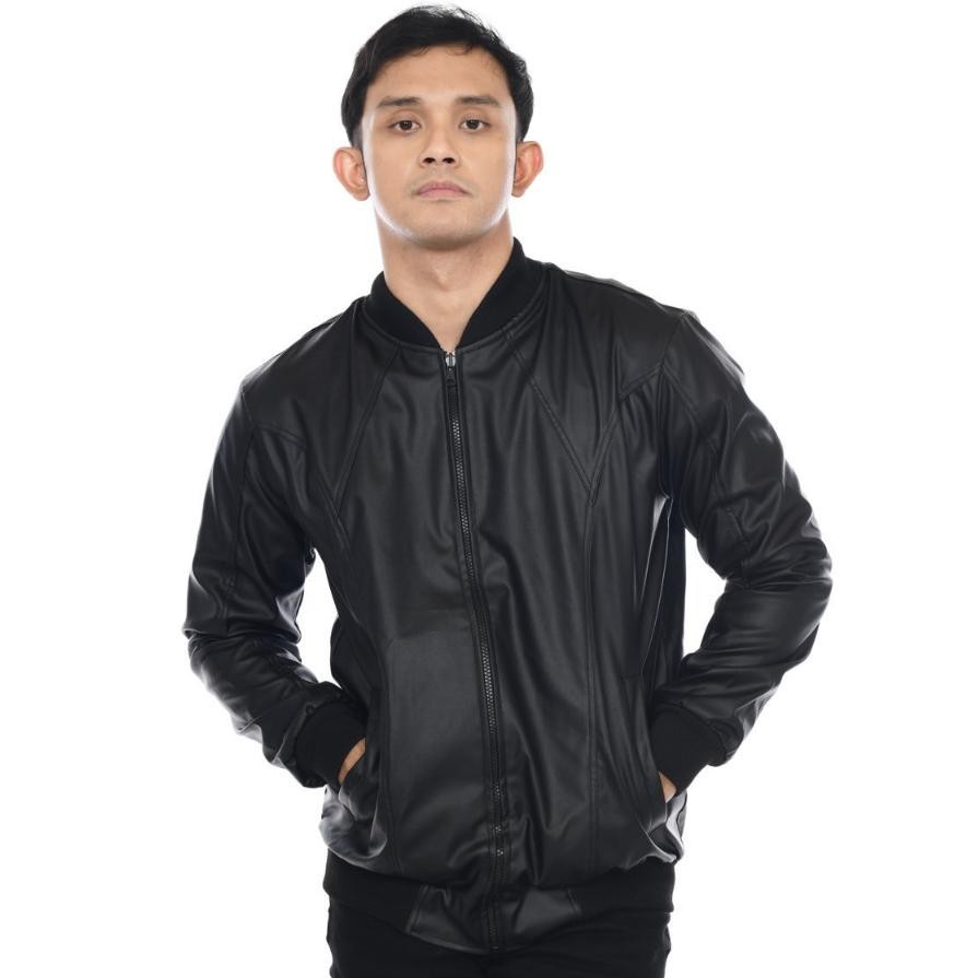 Jaket Pria Keren Jacket Bomber Leather Kulit Sintetis A460