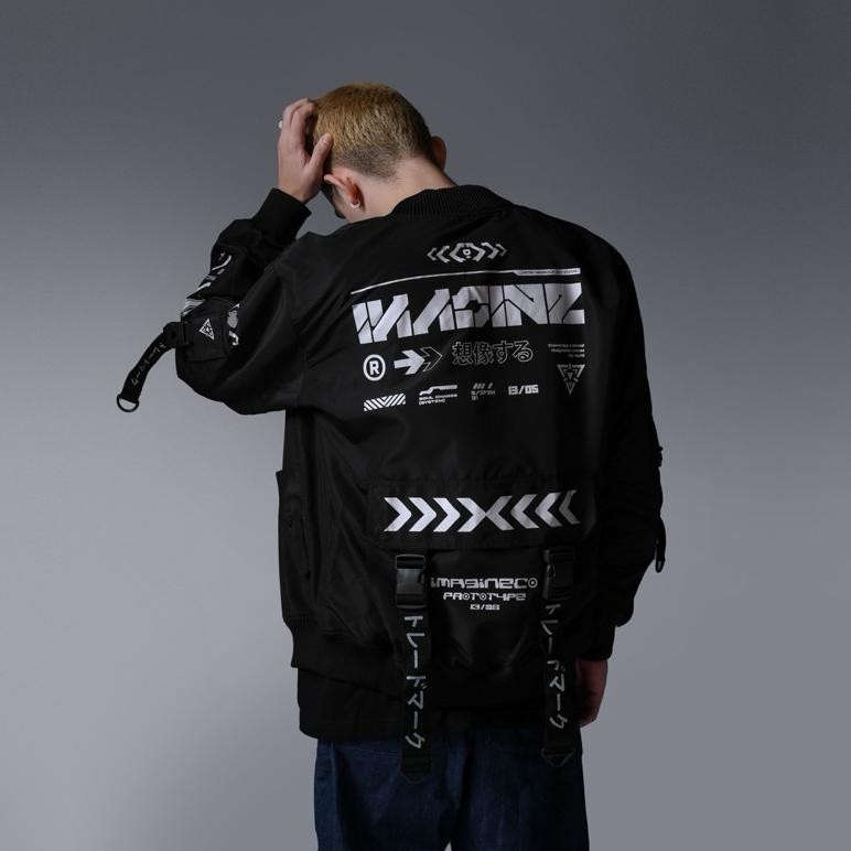 Jaket Pria Keren Bomber Prototype Hitam