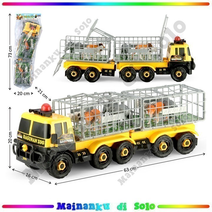 [Mainanku] Mainan DIY Truk Gandeng Muat Animal 6 Pcs Animal Fun