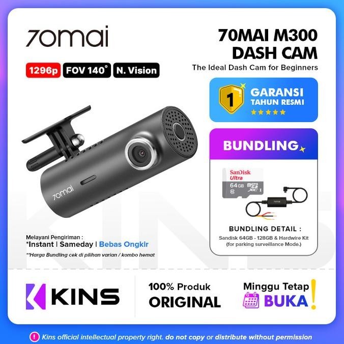 70Mai Dash Cam M300 1296P Fov 140 Night Vision 70Mai M300 Garansi