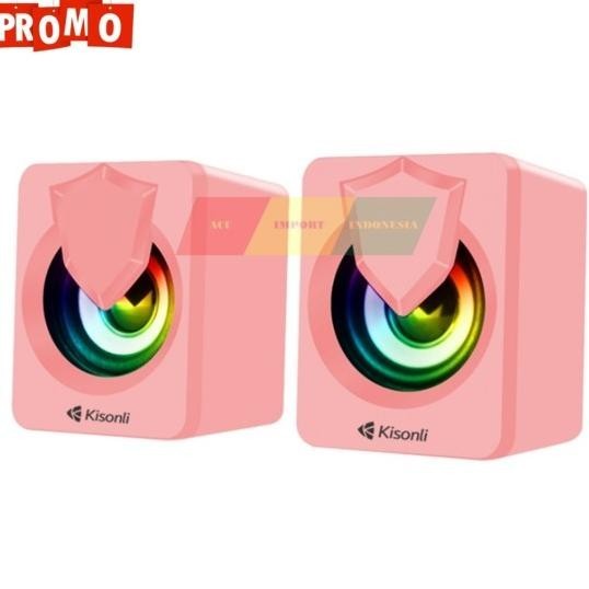 Speaker Gang Cewek Pink Lucu Multimedia Led Pc Komputer Laptop Tv