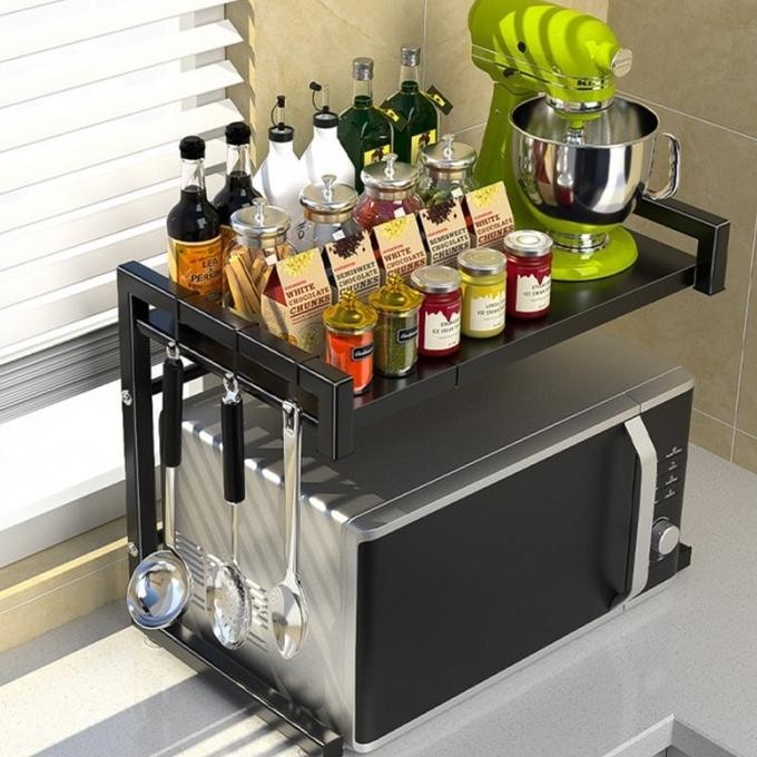 Rak Dapur Adjustable Microwave Oven Multifungsi Stainless Anti Karat