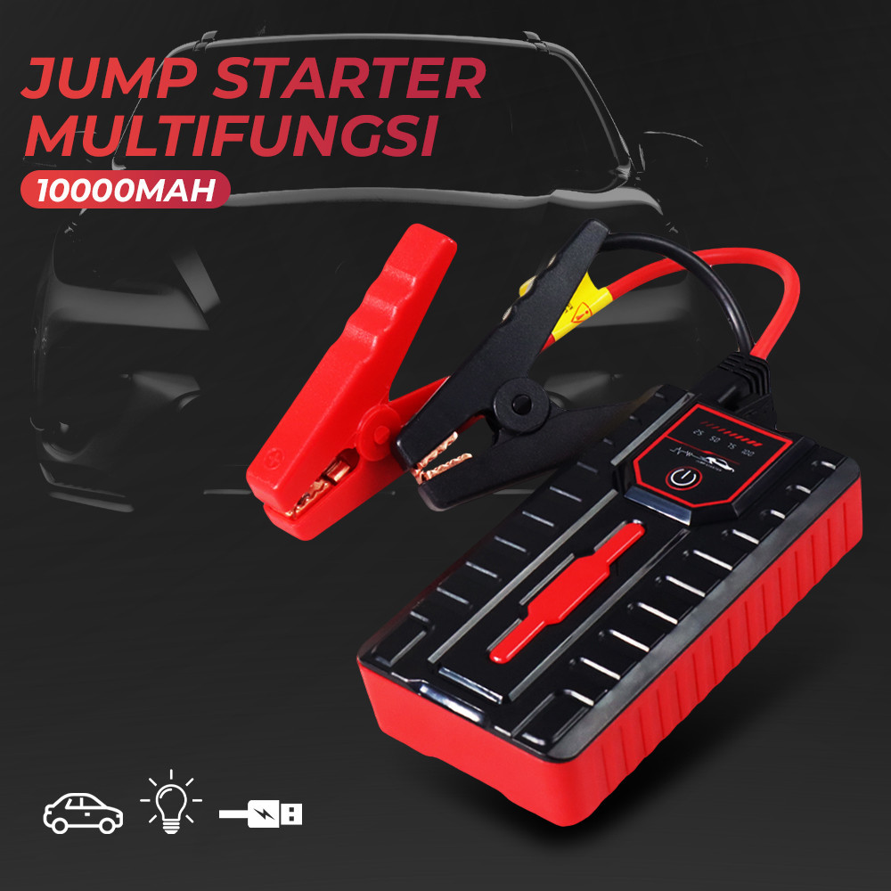 JXIANG POWER Jump Starter Standard Power Bank Senter USB 12V 10000mAh - JX-57 - Black/Red