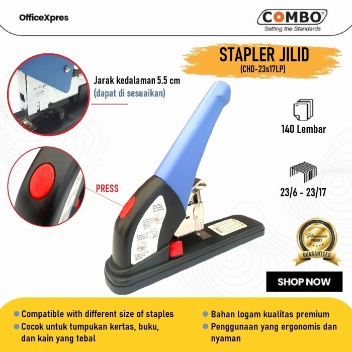 

Stapler Jilid Power Save Less Efort Heavy Duty Besar 23S17Lp Combo