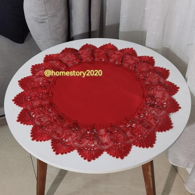 Taplak Meja Bulat Kecil Tamu Lenong Betawi Meja Pojok Sudut 50Cm