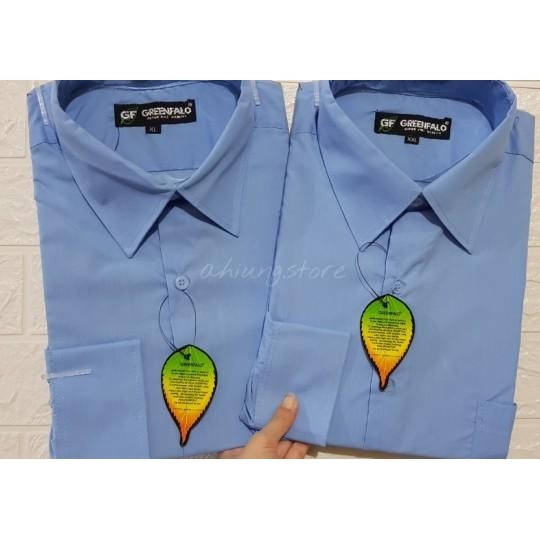 Kemeja Pria Greenfalo - Kemeja Polos Lengan Panjang Warna Dusty Blue