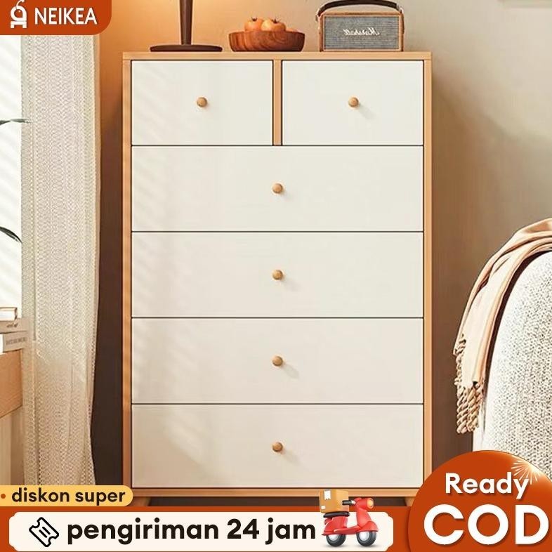 Lemari Laci Kayu Lemari Kabinet Kayu Minimalis dengan Laci Lemari Pakaian 6 Laci Lemari Serbaguna