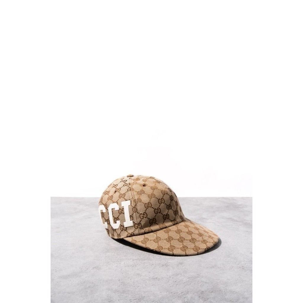 Topi 25 Gucci Patch GG Supreme Baseball Cap Canvas Beige - Ebony Original
