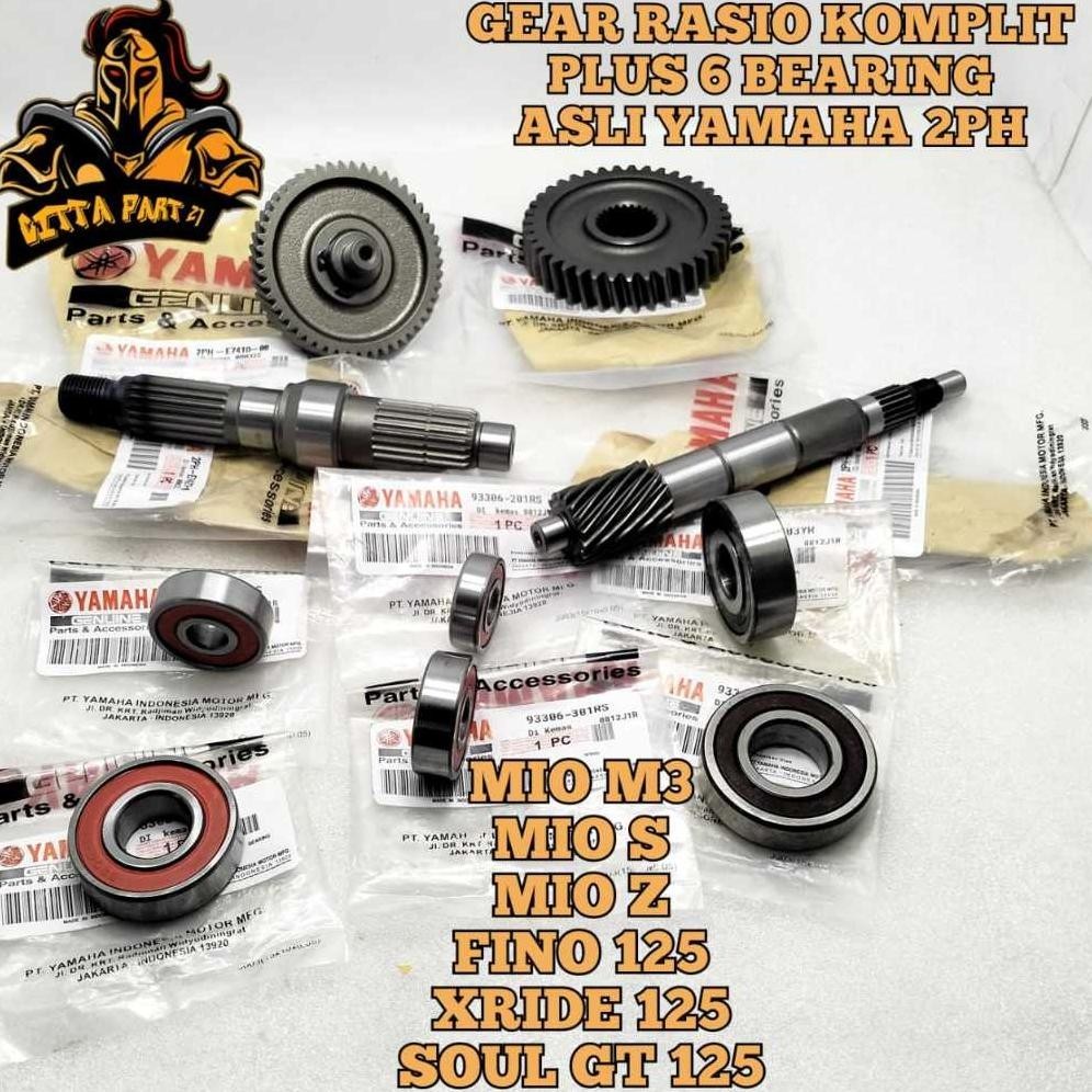 TY ORIGINAL YAMAHA GIGI GEAR RASIO SET KOMPLIT 4 MACAM PLUS BEARING 6 BIJI 6301 6301 63/22 6303 6201