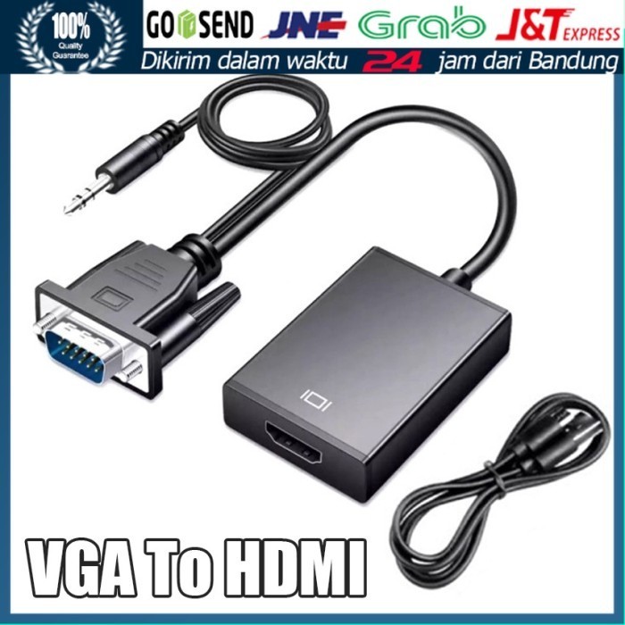 Kualitas terbaik] Kabel VGA to HDMI Adapter Converter VGA Output to HDMI Input
