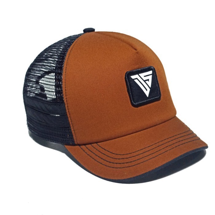 Topi Trucker Lidah Pendek Topi Pria Trucker Jaring Coklat Topi Jaring