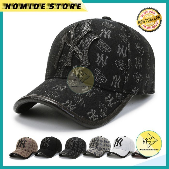 Topi Pria Wanita Baseball Ny Batik Visor Kulit Fashion Korea Bsao