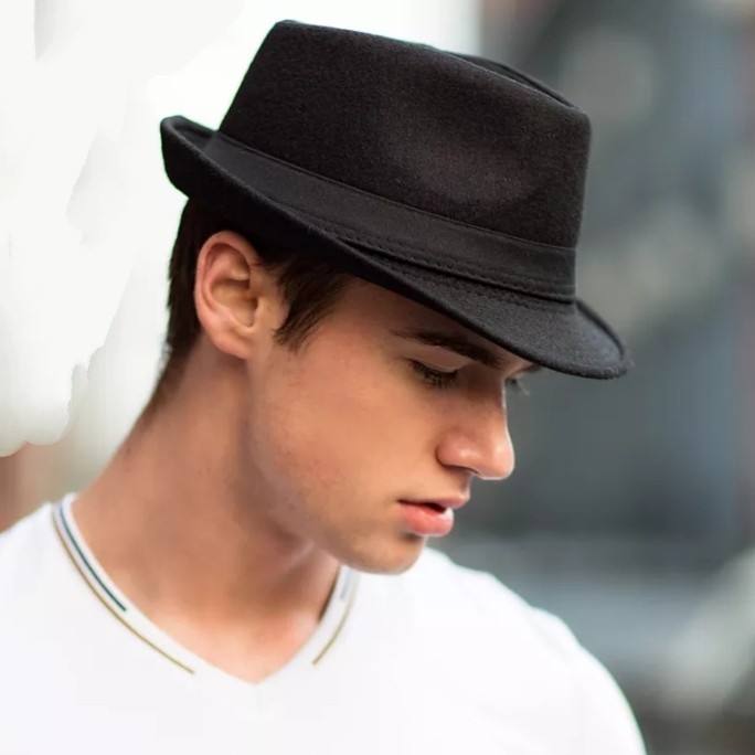 Topi Fedora Laken Jaz Maroon Wol