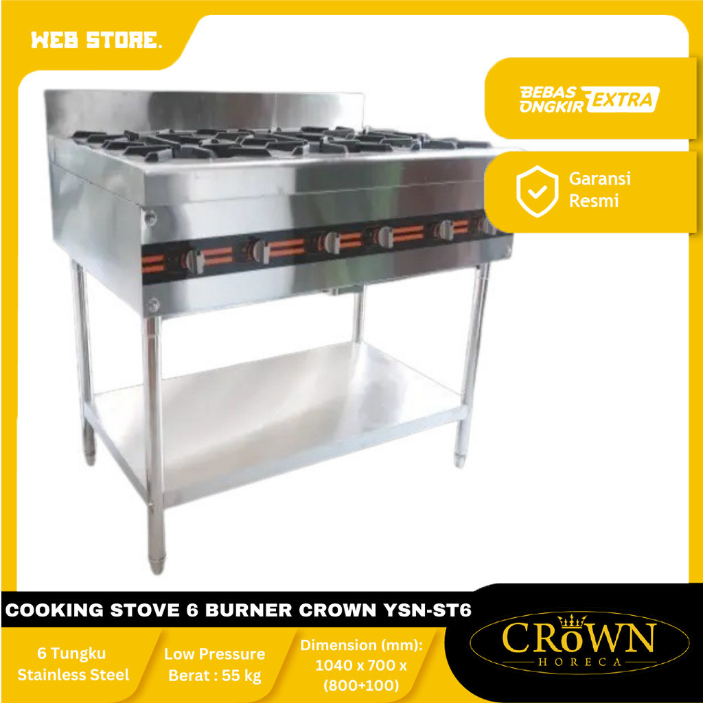 Kompor Gas 6 Tungku Low Pressure / Cooking Stove 6 Burner CROWN YSN-ST6