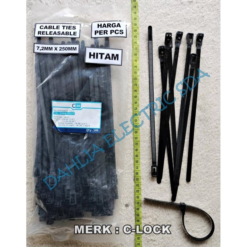 

hanya disini] CABLE TIES RELEASABLE 7,2MM X 250MM C-LOCK HITAM PER PCS