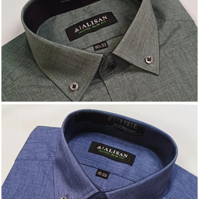 terbaru Kemeja Pria ALISAN Lengan Panjang Slimfit Semi Jeans Biru Tuton