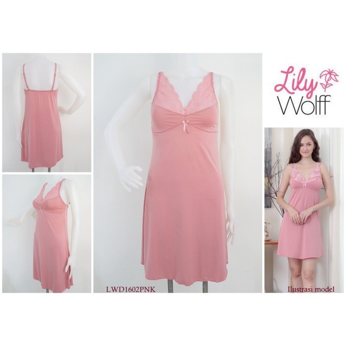 TERBARU LINGERIE / BAJU TIDUR WANITA SEXY DRESS LILY WOLFF , LWD1602PNK
