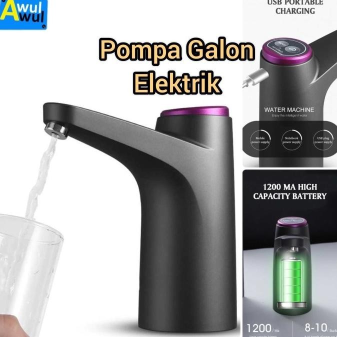 Keran Pompa Galon Elektrik Baterai Rechargeable 1200 mAh