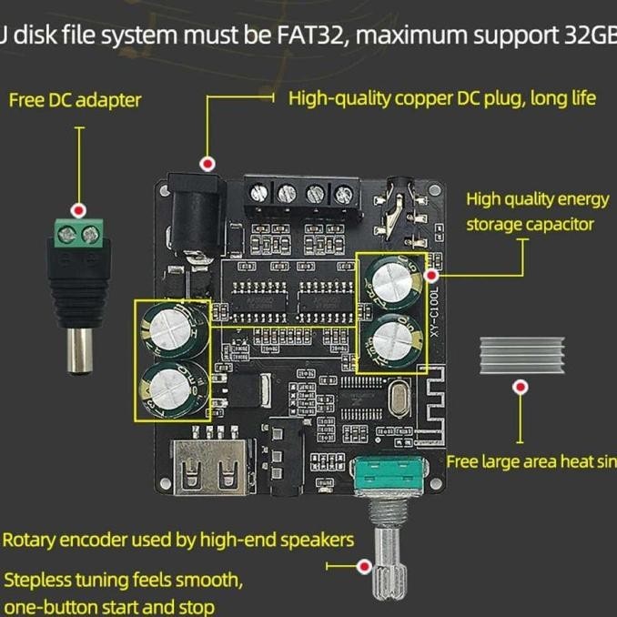 Sinilink Xinyi Audio Amplifier Bluetooth 5.0 Class D 2X100W -
