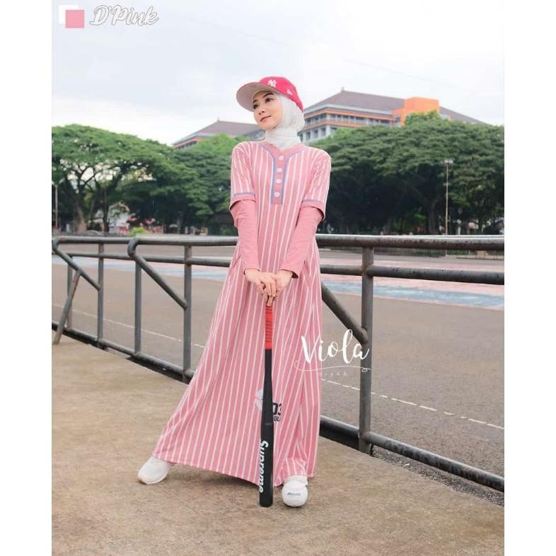 Gamis Wanita Remaja Kekinian Mysta Baseboll Viola Ootd Sporty Mysta Sporty