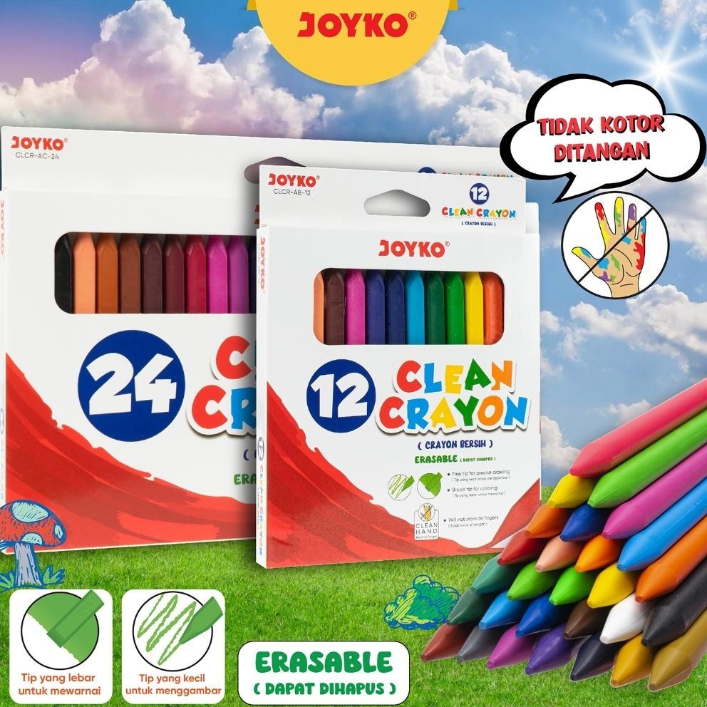 

Super Murah Krayon Bersih Dapat Dihapus Clean Crayon Erasable Joyko Hig Quality