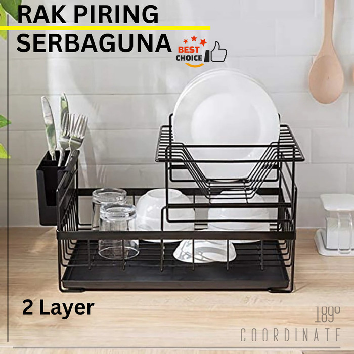 Terbaru Rak Cuci Piring Hitam 2 Layer Wastafel Pengering Sink Dish Rack Modern Promo Ready Stok