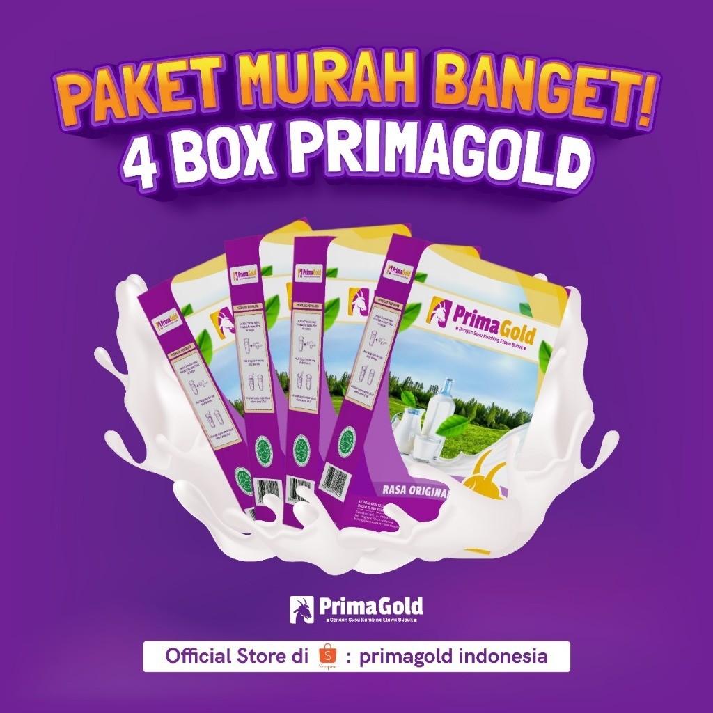 

PAKET 4 BOX Susu Etawa PRIMAGOLD Nikmat Diminum PRIMA GOLD Bergizi Promo Paket Hemat Tidak Prengus Populer Y1V6 Murni Bubuk Paling Laris Termurah Kekinia