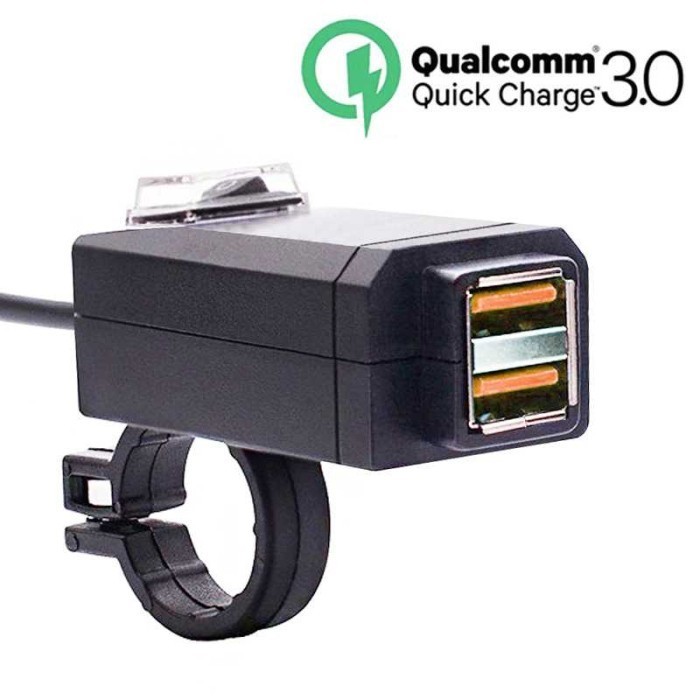 Dual Usb Port Charger Motor Waterproof 3.4A Support Qc 3.0