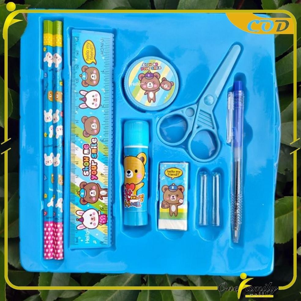 

New ONE-A26 Alat Tulis Set 8in1 Karakter Stationery Kids / Paket Alat Tulis Anak TK / Set School Supplies for Child Writing Gift Eraser Ruler Terlaris