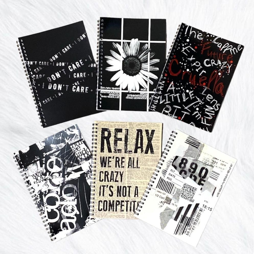 

df-8 NoteBook Spiral A5 aesthetic Korea Monochrome Black White / Buku Catatan Sekolah Aestehtic Korea Premium Murah Terlaris