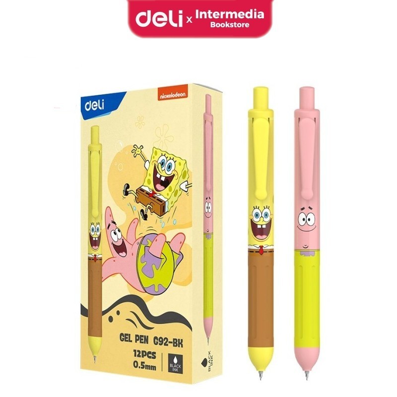 

Deli Bolpen Gel EG92-BK / Gelpen Cetek / Retractable 0.5 mm Warna Hitam Motif Spongebob