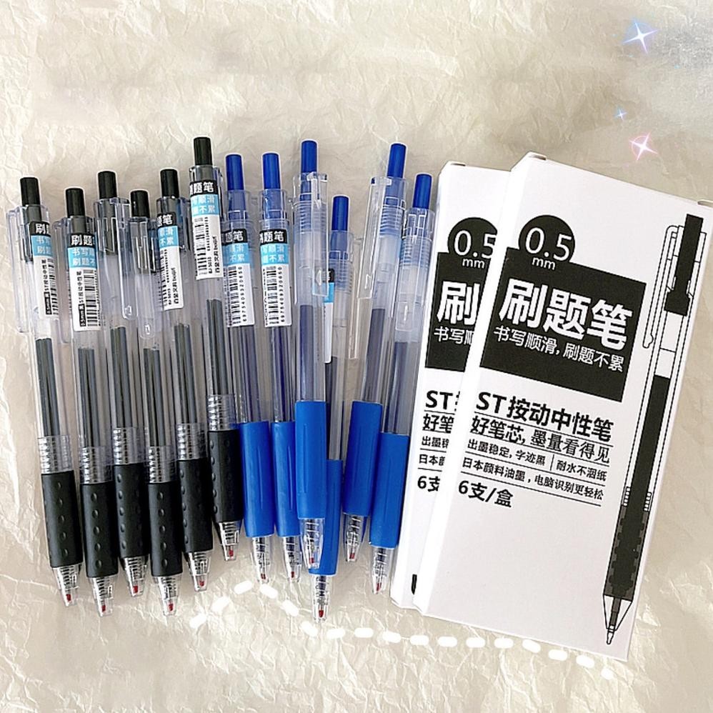 

er-79 Winzige 6pcs pulpen 0.5mm pulpen 1 pack pena pen gel lucu pulpen aesthetic retractable gel pens pen mekanik tinta hitam biru merah gel pen pulpen gel murah alat tulis stationery Premium