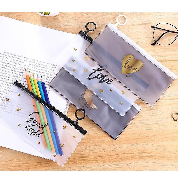 

ZX41 HL0074 Tempat Kotak Pensil Transparan Motif Pouch Alat Tulis Serbaguna Zipper Berkualitas