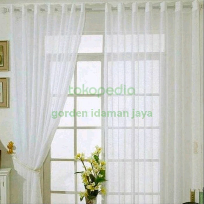 Gorden vitrase smokering polos putih#gorden mewah transparan tipis