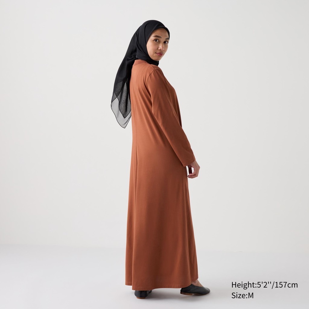 Uniqlo AIRism Katun Gaun Flare | Lengan Panjang