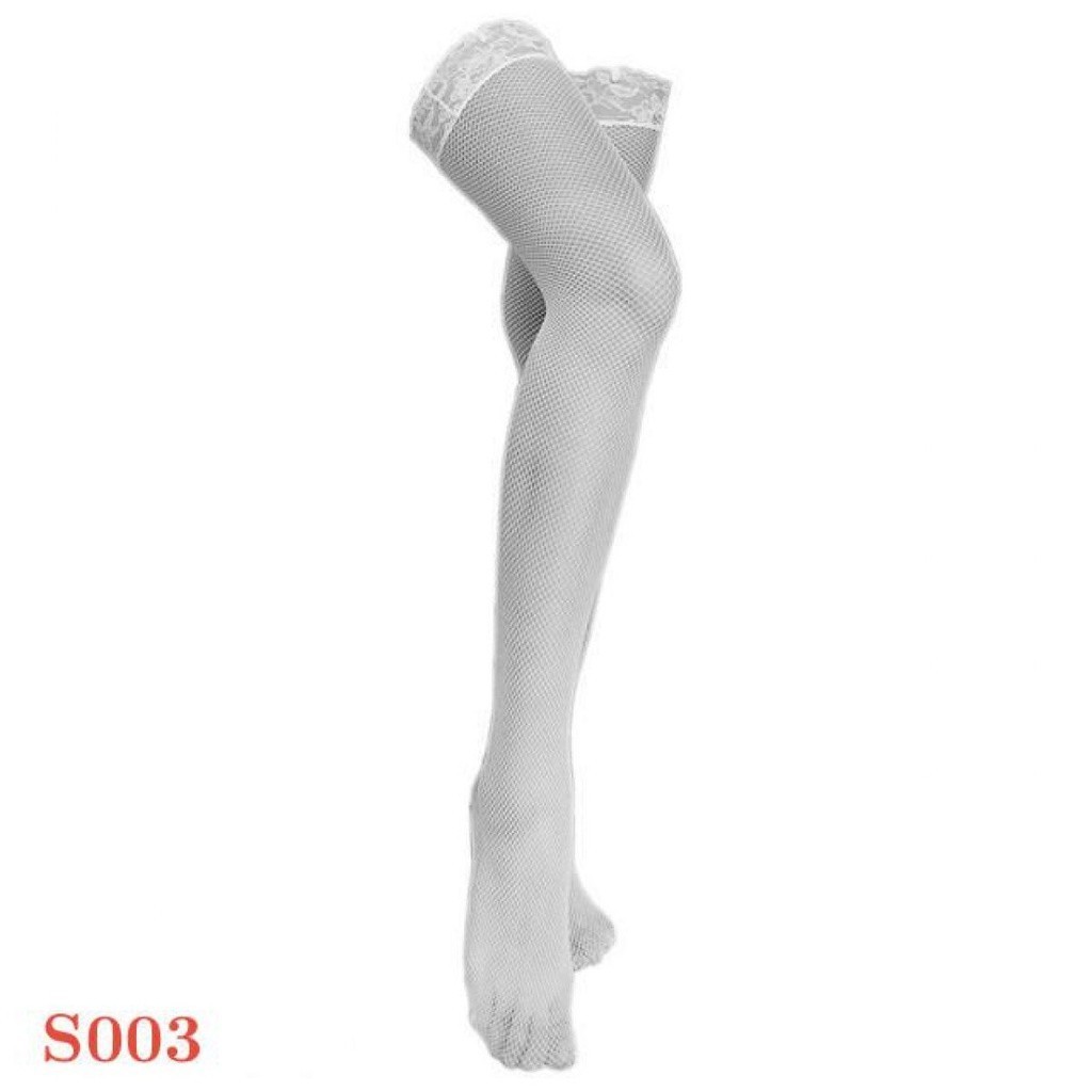 S003 Stocking Overknee Sepaha Fishnet Jaring Putih