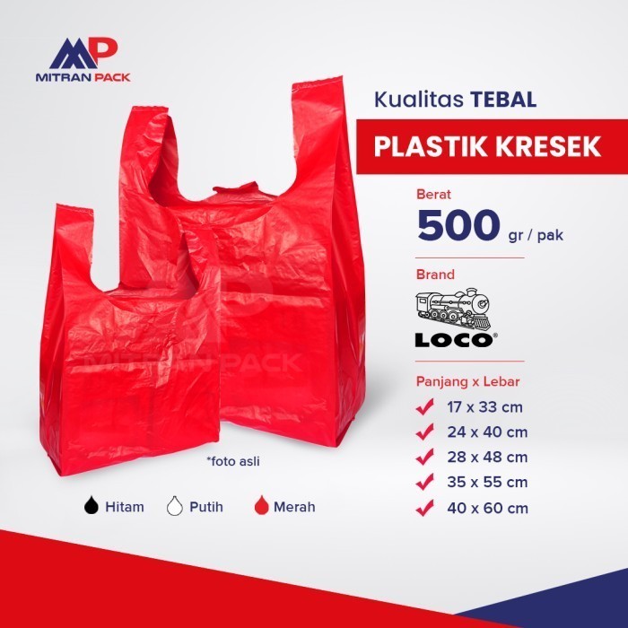 

SALE Kantong Plastik Kresek MERAH HD Tebal Loco uk. 17 / 24 / 28 / 35 / 40