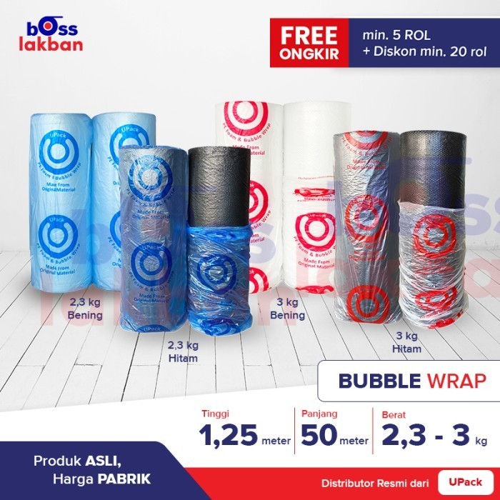 

HARGA DISKON Bubble Wrap UPACK Bening Hitam 125 cm x 50 meter